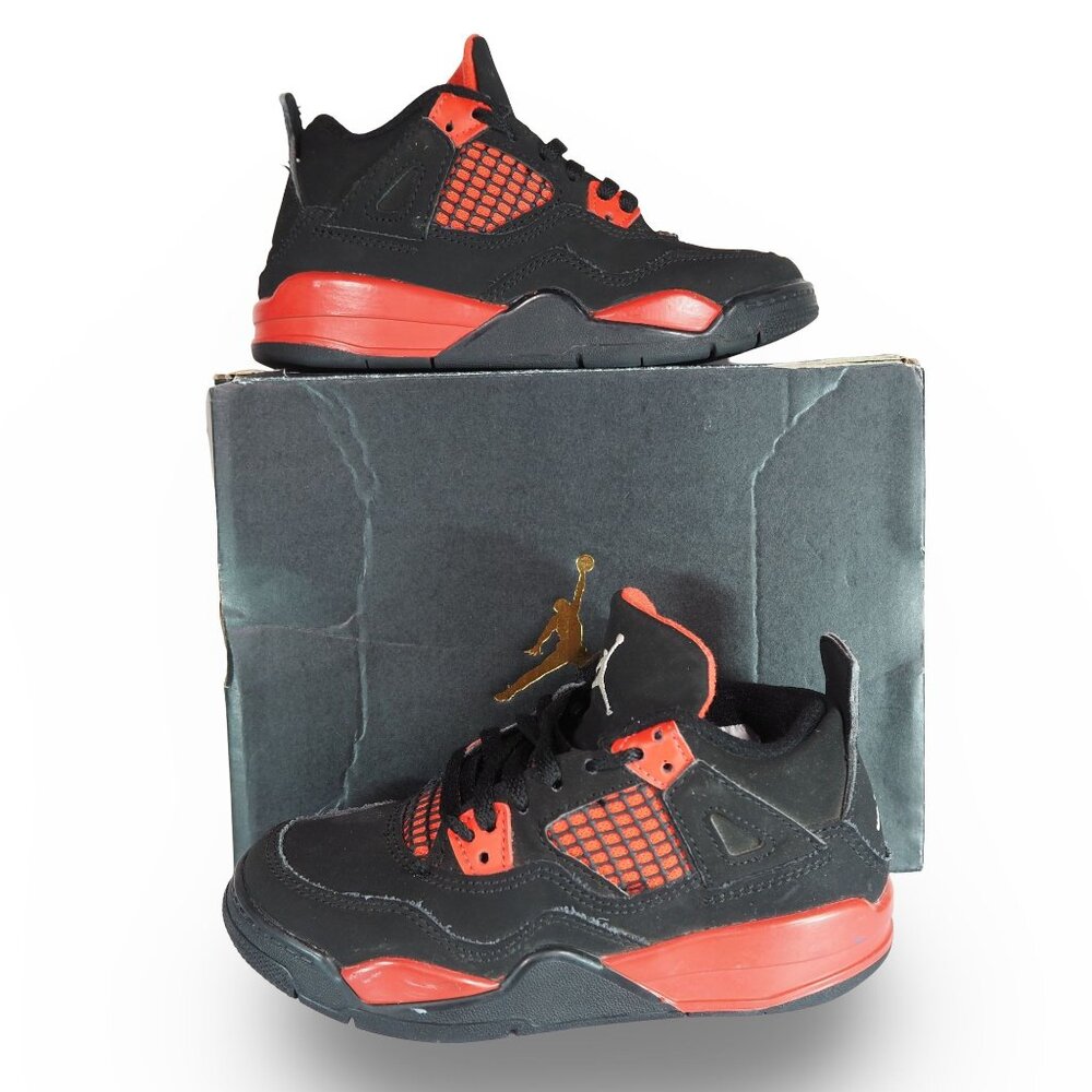 Air Jordan 4 Retro PS 'Red‎ Thunder' BQ7669-016 Toddler 11 Black / Red